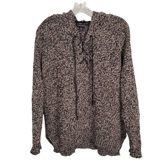 Rock & Republic Sz XL Sweater Hoodie Soft Knit Lace-up Front Pullover Hi Low Hem - Picture 2 of 6